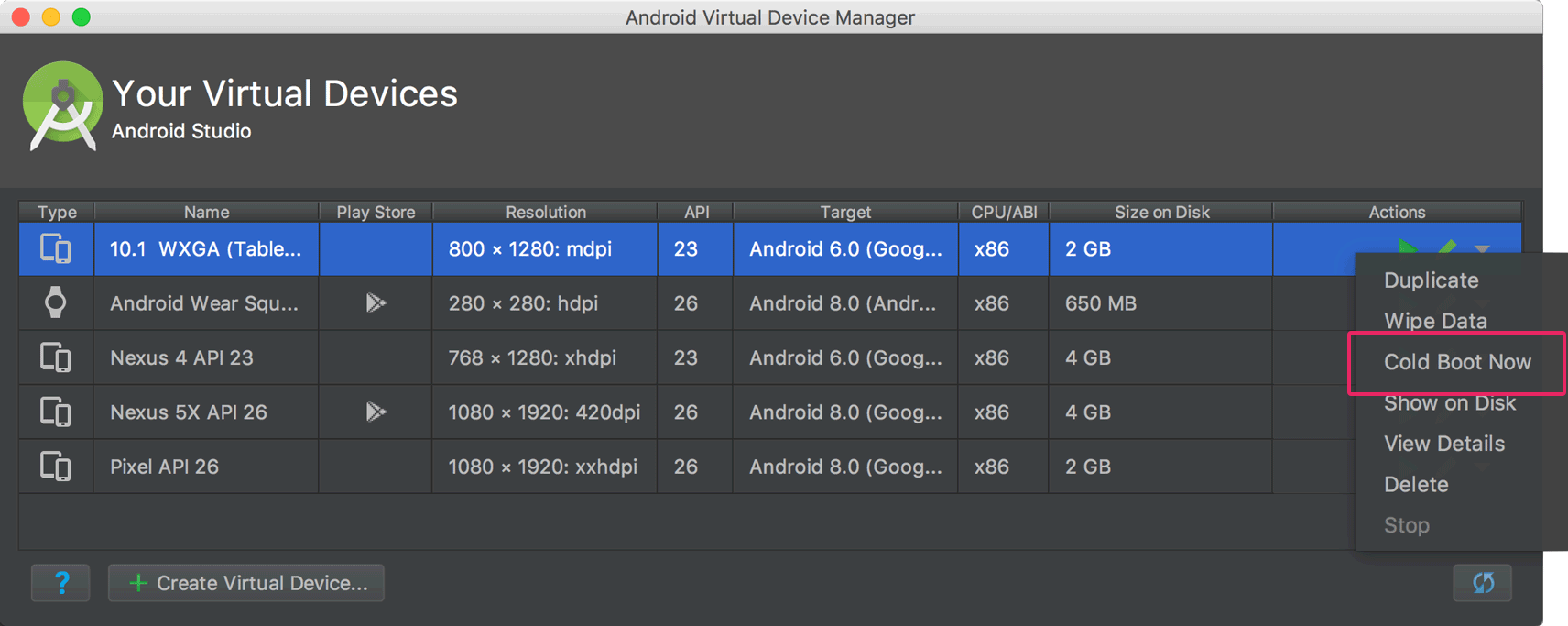 android tablet emulator for mac